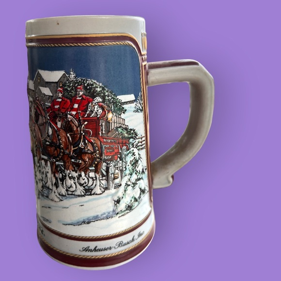 1989 Vintage Budweiser Beer Stein Anheuser-Busch Clydesdales Ceramarte Retro - Picture 2 of 11